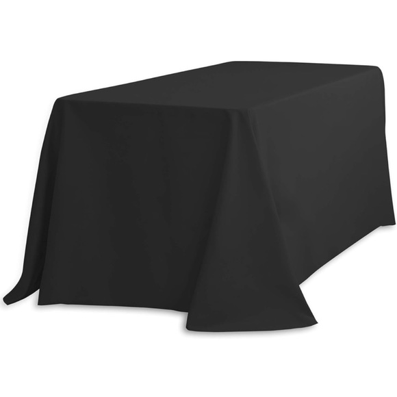 90”x132” Black Rectangular Tablecloth w Rounded Corners - Party Wedding Event - Picture 2 of 6
